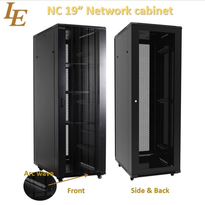 SPCC 42U Black Server Rack Network Cabinet With Vented Front Door 19