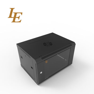 19 Inch Wall Mounted Rack Enclosure RAL9005 Black RAL9004 Black 4U 6U 9U 12U Metal Cabinet 600mm Width 450mm/600mm Depth Red/Orange/Blue Decorative Strips on Glass Front Door Disassembled Packing