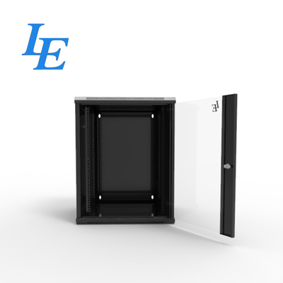 19 cali Standardowy 6U 9U 600x550mm 600x600mm Podwójny sekcja zawias Typ RAL9004 Czarna ściana zamontowana obudowa szafka z przednimi drzwiami ze szkła hartowanego i wyjmowanymi panelami bocznymi
