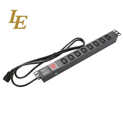 19 cali Aluminiowy Czarny IEC Typ 6 Drogi 8 gniazdek C13 C14 Jednostka dystrybucji energii 16Amp/32Amp Z wtyczką komandową Dostępny IEC320 Smart Socket PDU