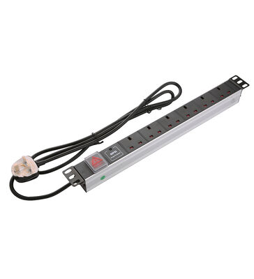 Przemysłowa jednostka dystrybucji energii UK gniazdo 1U wysokość stop aluminium 8 gniazdek i 6 wyjściów 250V AC 13A