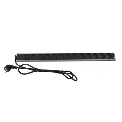 PDU aluminiowa pionowa 12 gniazd EU/Schuko PDU Czarna 19-calowa pozioma 6 gniazd 8 wyjść Schuko Niemcy Typ Jednostka Dystrybucji Zasilania Szafa sieciowa IT Inteligentne gniazdo PDU z przełącznikiem 3x1,5 mm² 2M długości